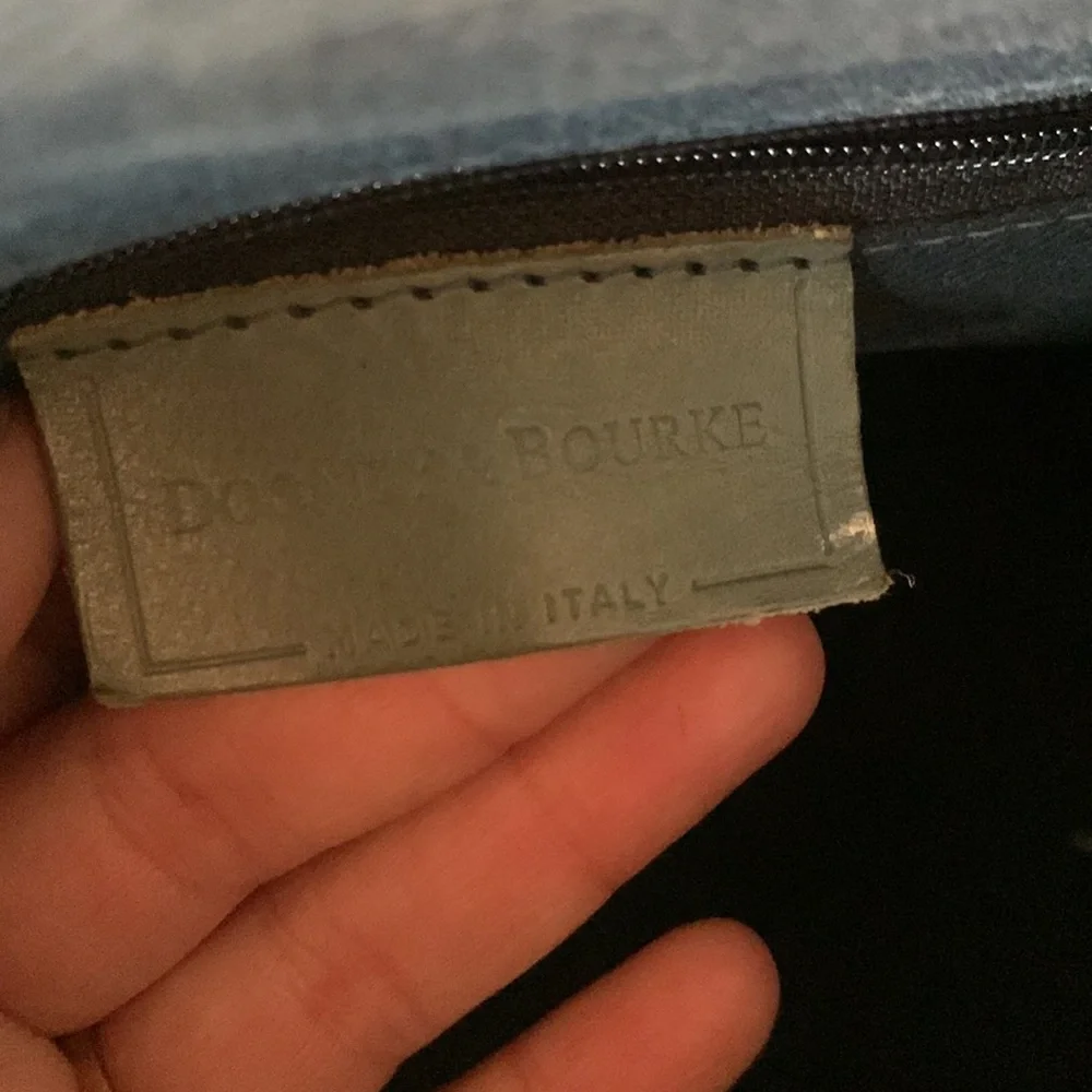 Vintage Dooney & Bourke Teal Croc-Embossed Leather Satchel - Picture 3 of 6